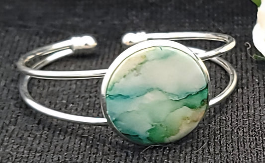Green Marble Bracelet-Silver