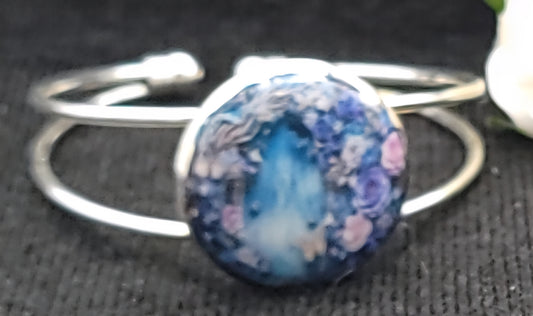 Blue Floral Fairyland Bracelet-Silver