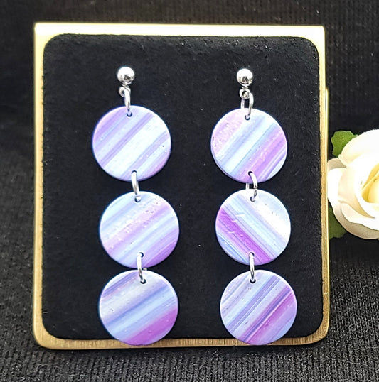 Purple Stripe Dangle Earrings
