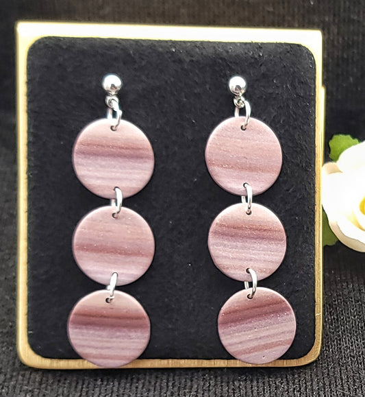 Bronze Champaigne Stripe Dangle Earrings