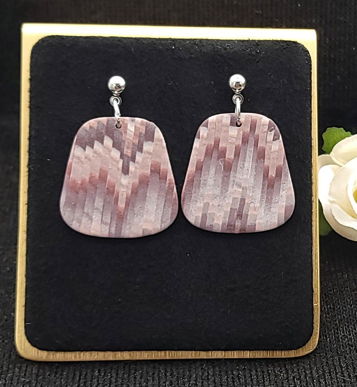 Rounded Square Bargello Dangle Earrings