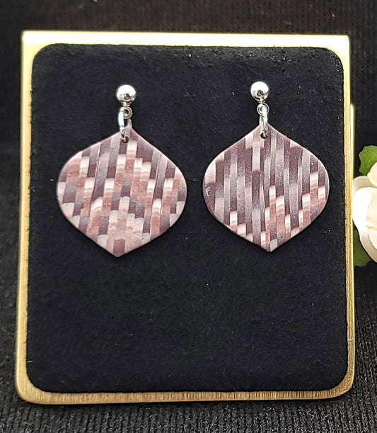 Brown Bargello Dangle Earrings