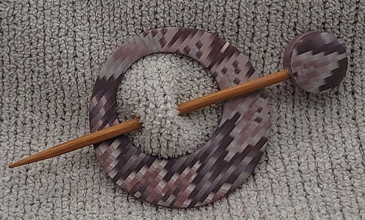 Brown Bargello Shawl Pin-Circle