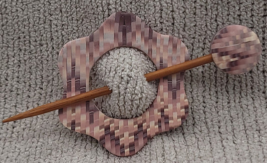 Brown Bargello Shawl Pin-Floral