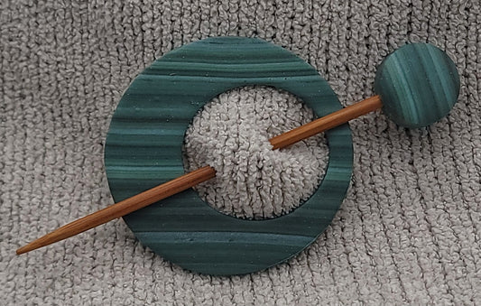Green Stripe Shawl Pin