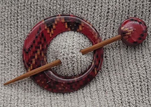 Red Bargello Shawl Pin