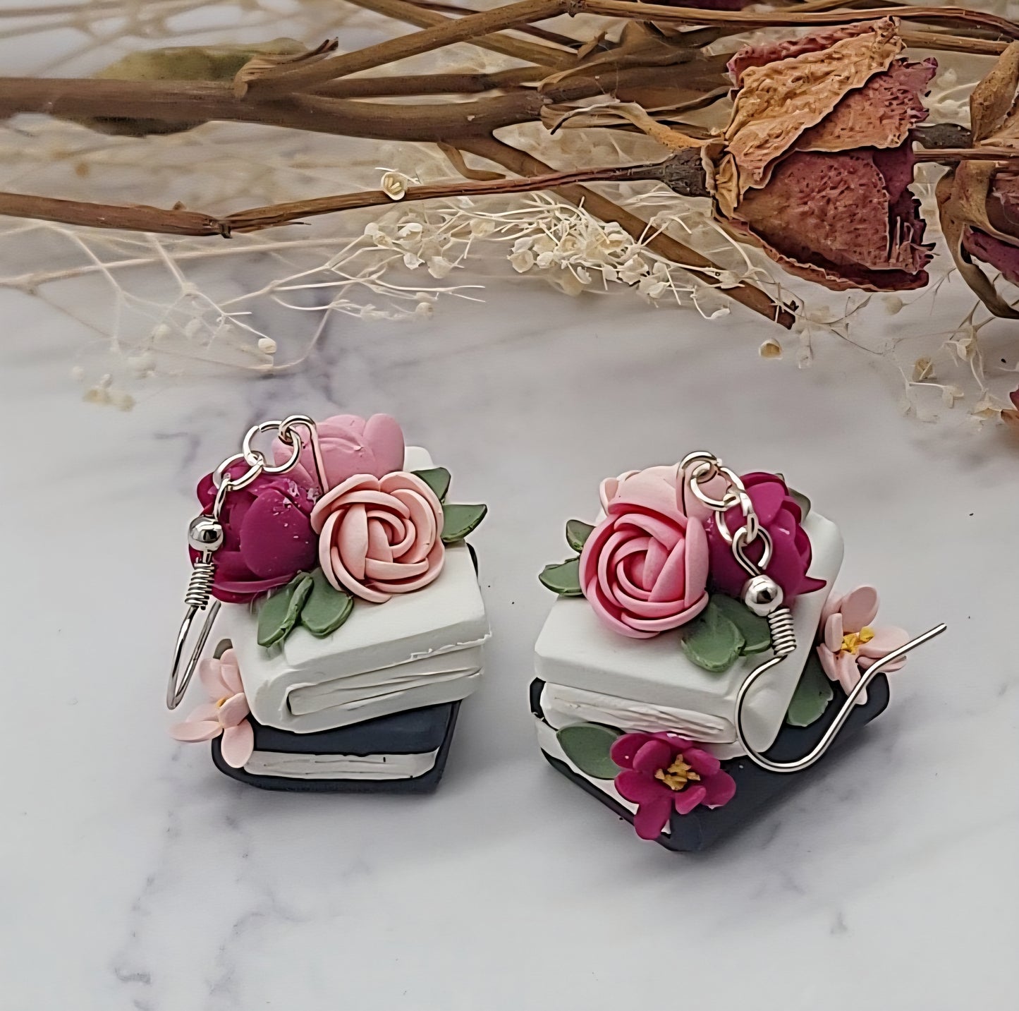 Stacked Books Dangle earrings -C