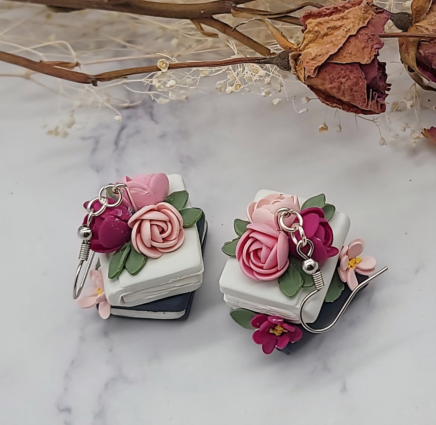 Stacked Books Dangle earrings -C