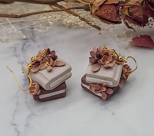 Stacked Books Dangle earrings -B