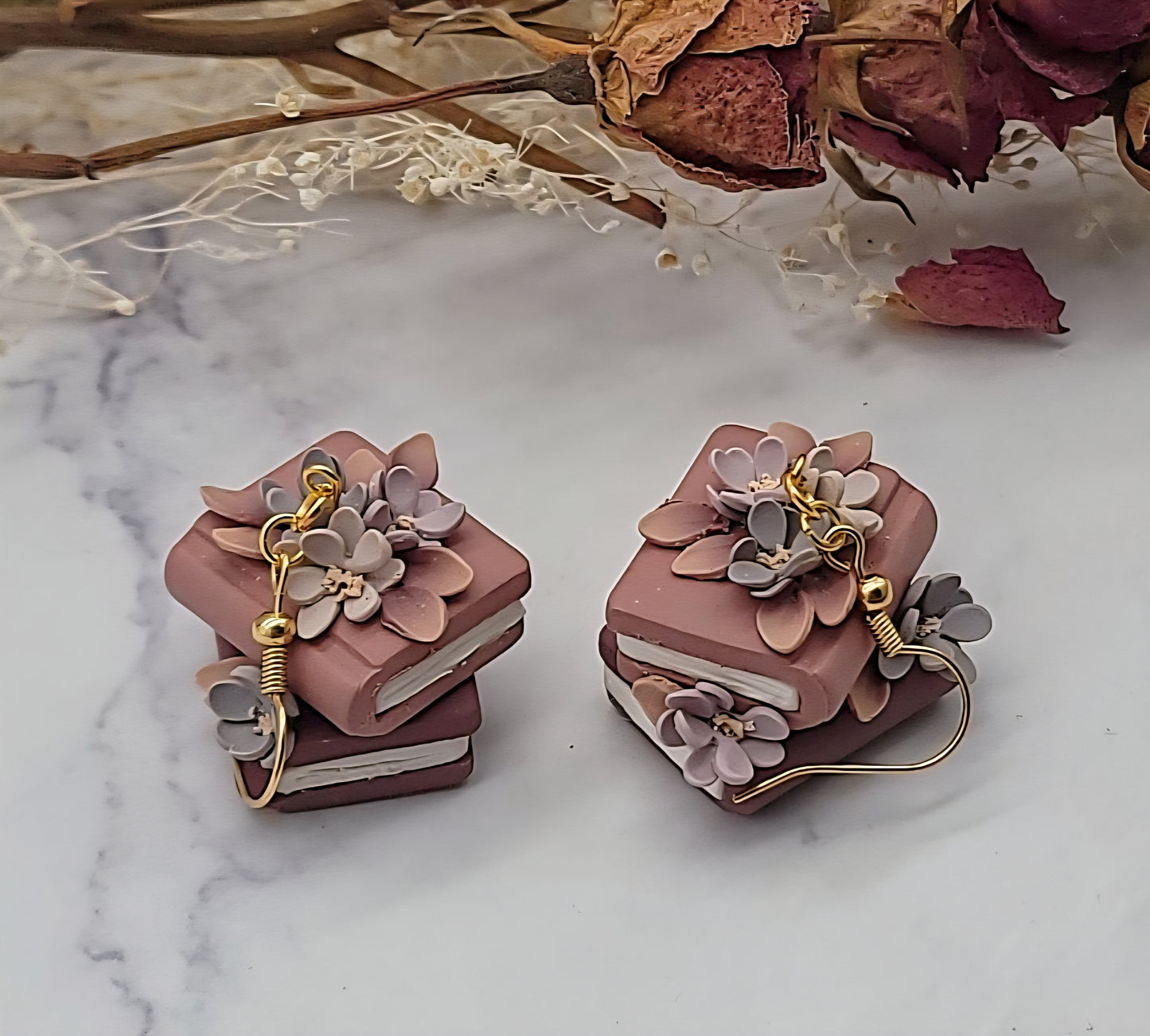 Stacked Books Dangle earrings -A