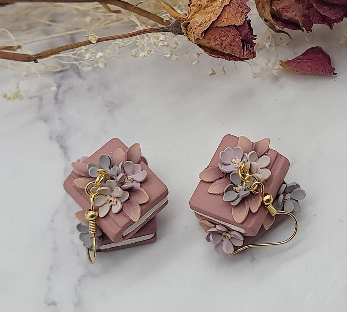 Stacked Books Dangle earrings -A