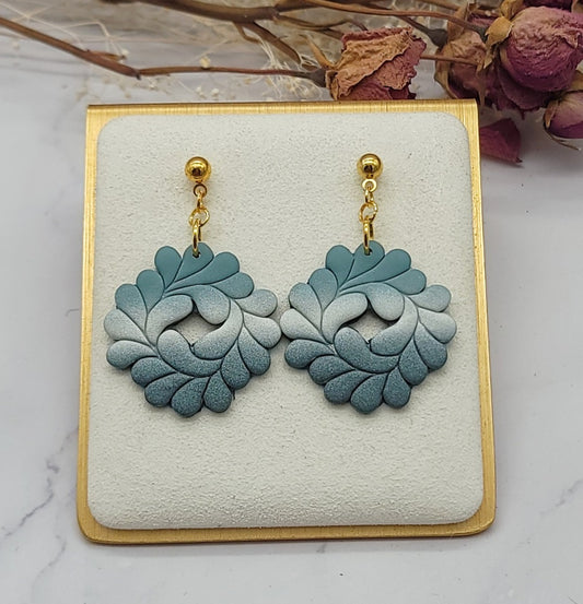 Green ombre earrings -B