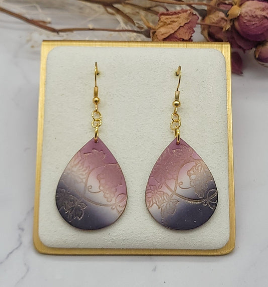 Pink & Purple ombre earrings-D