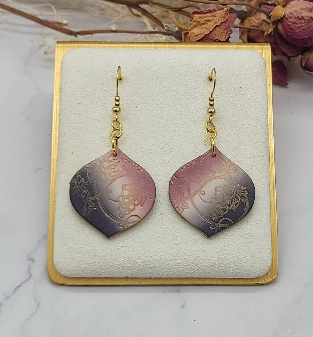 Pink & Purple ombre earrings-C