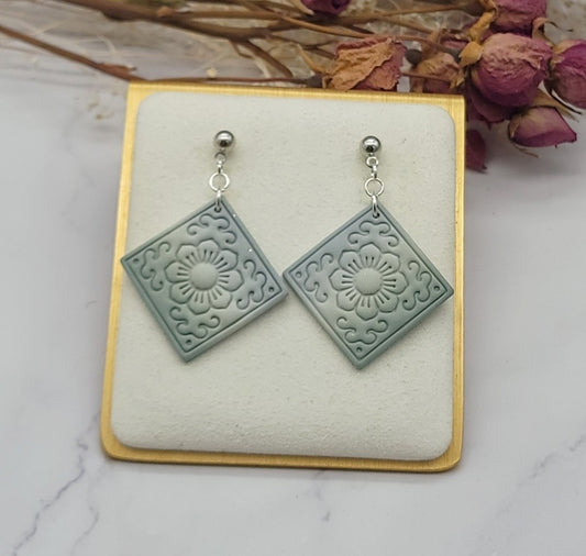 Blue & Green ombre earrings- D