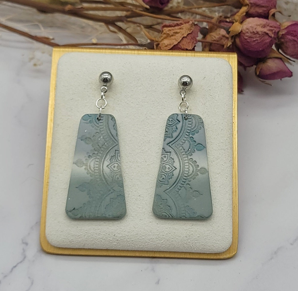 Blue & Green ombre earrings- B