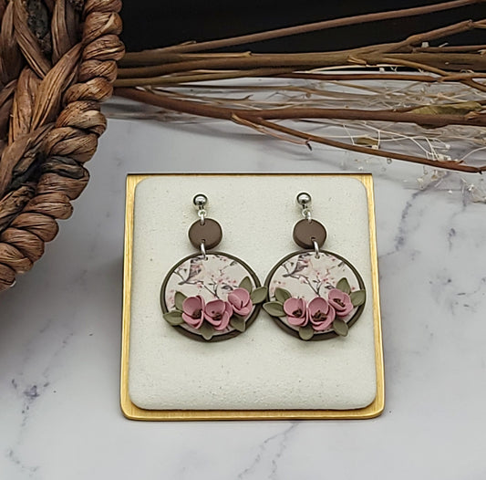 Tiny Bird floral earrings-C