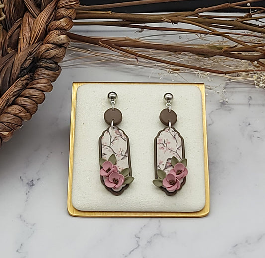 Tiny Bird floral earrings-F