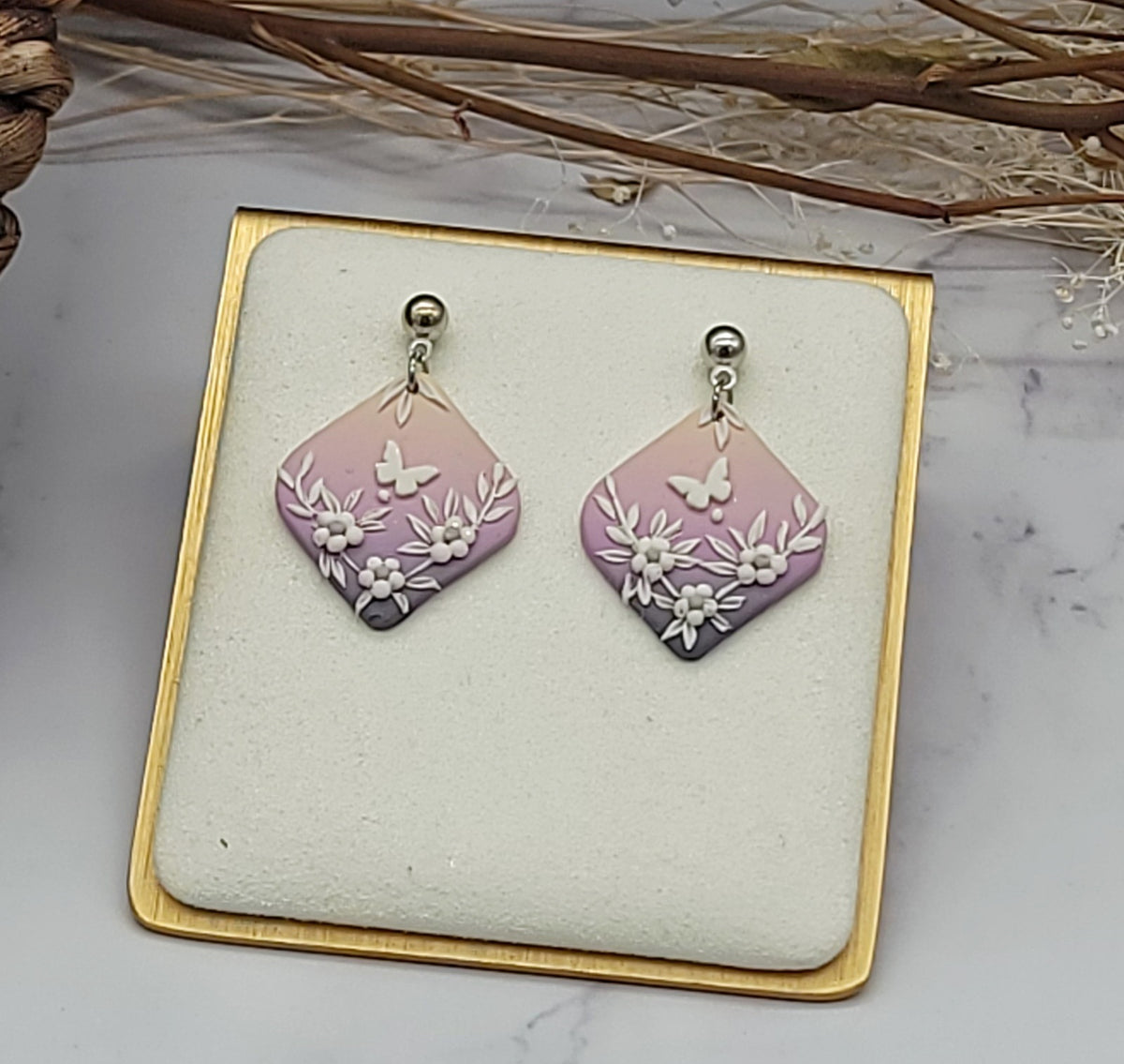 Butterfly garden earrings-E