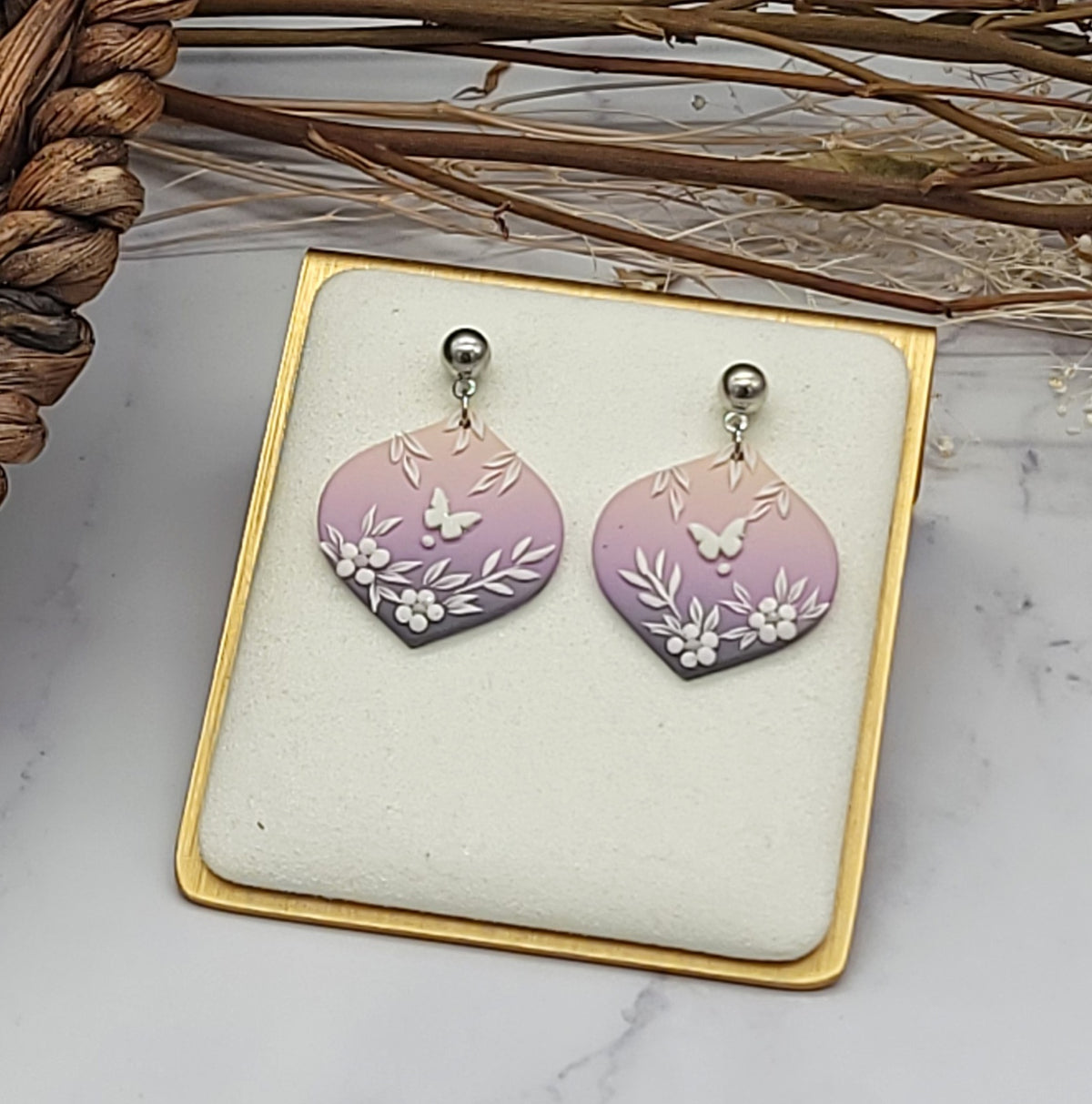 Butterfly garden earrings-B