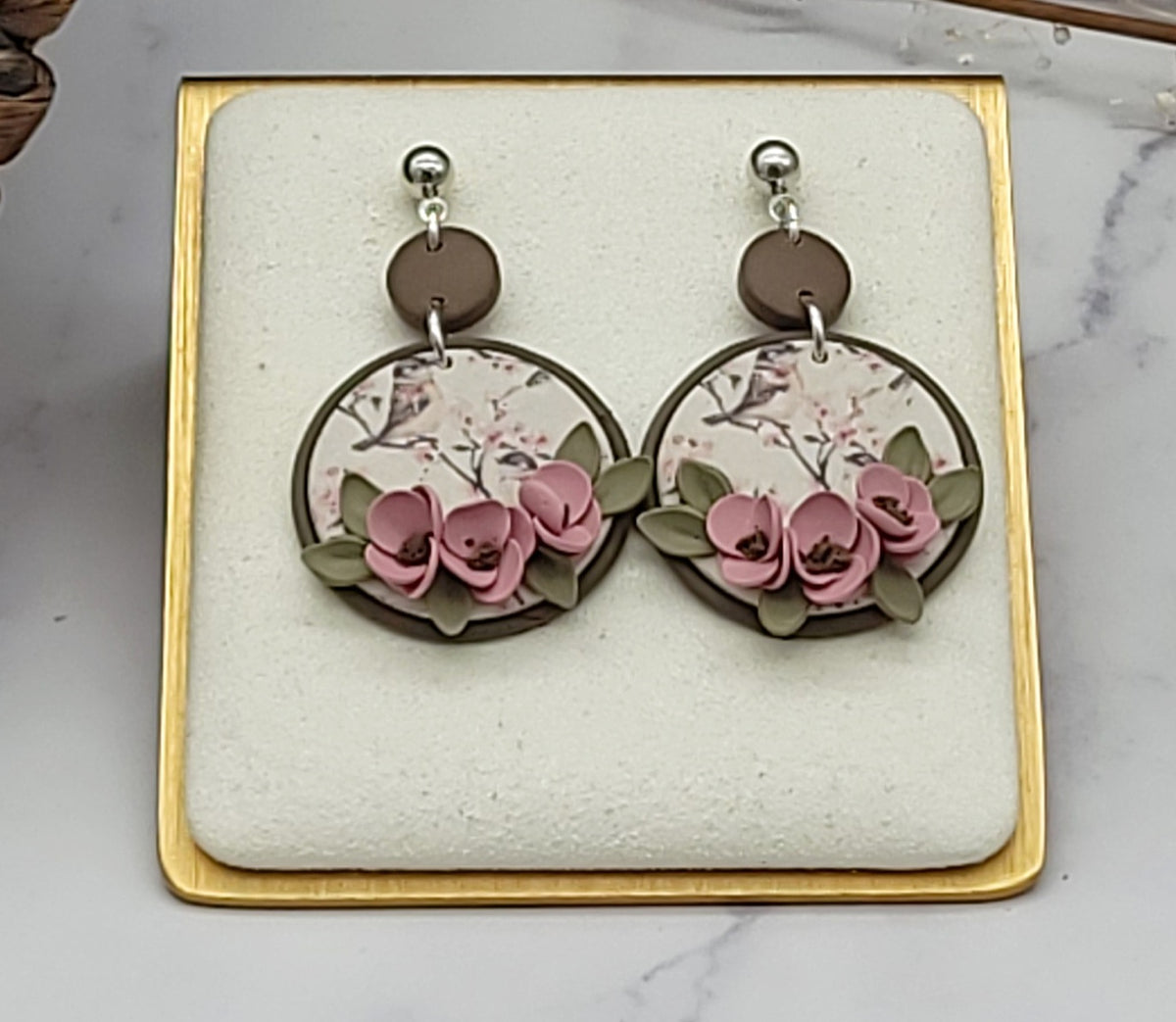 Tiny Bird floral earrings-C